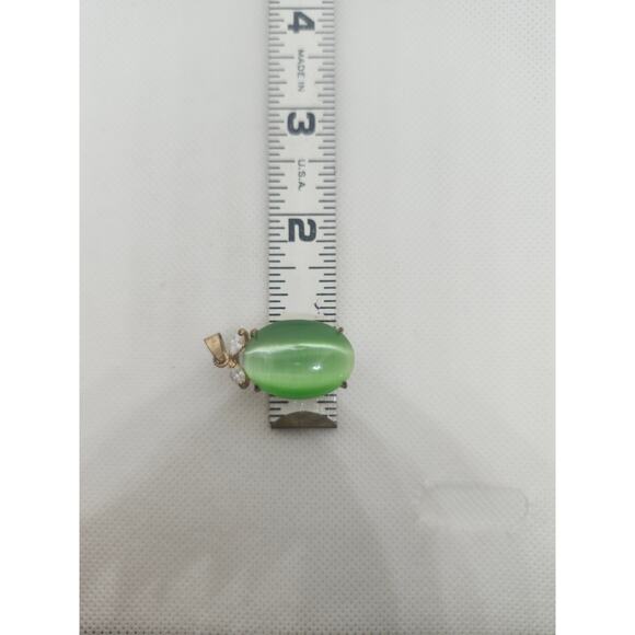 Large Green cat eye pendant 18k Gold Plated 30CT - Picture 2 of 5